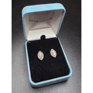 NWT FIFTH & FINE 1/5 CTTW DIAMOND MARQUISE CLUSTER STUD EARRINGS STERLING SILVER